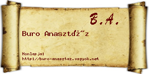 Buro Anasztáz névjegykártya